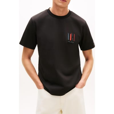 Tommy Hilfiger Icon Interlock Embossed Logo T-shirt Black Größe: S | Basic T-Shirts Outlet | Herren | Schwarz