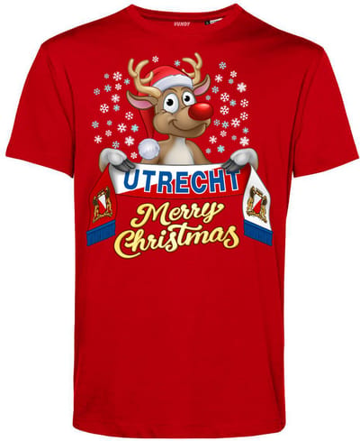 T-shirt Utrecht | Foute Kersttrui Dames Heren | Kerstcadeau | FC Utrecht supporter | Rood | maat XS