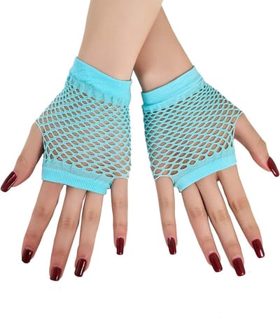 Visnet Handschoenen voor Feestkleding en Jurken voor Vrouwen en Meisjes - Lichtblauw, One Size, Modeaccessoire