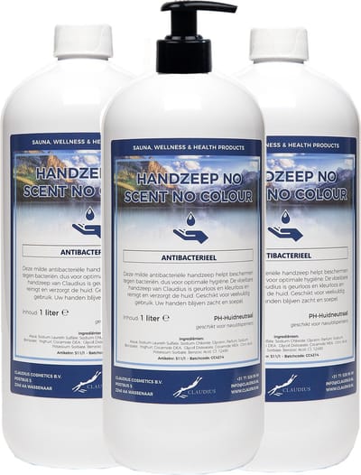 Handzeep No Scent, No Colour 1 liter - met gratis pomp - set van 3 stuks