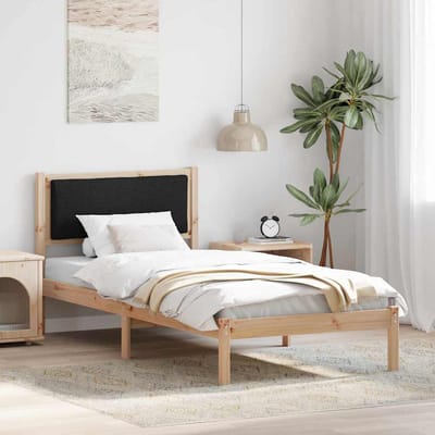 vidaXL - Bedframe - met - hoofdeinde - Zwart - 100 - x - 200 - cm - Massief - grenenhout