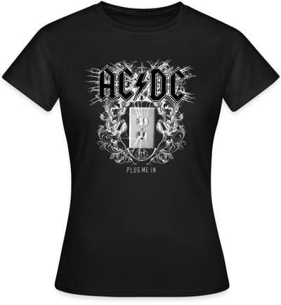 AC/DC Logo Met Socket Plug Me In Videoalbum T-Shirt Dames