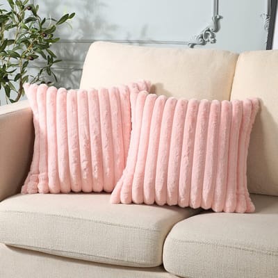 MIVRAY Kussenslopen – Kussensloop Set Van 2 Met Pluche, Zachte Decoratieve Kussenslopen Voor Sofa, Slaapkamer En Woonkamer – Fluweel – Roze
