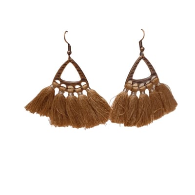 Aramat Jewels | Oorhangers | Boho Oorhangers met Kwastjes - 55x30mm - Bruin | | | |30mm | Staal | Volwassenen | Verkleurd niet