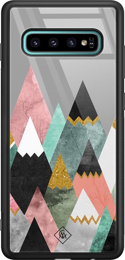 Casimoda® hoesje - Geschikt voor Samsung Galaxy S10+ - Marble Mountains - Luxe Hard Case Zwart - Backcover telefoonhoesje - Multi