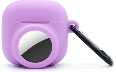 2 in 1 AirPods 4 en Airtag Case - Beschermhoes - AirPods 4 Cover - AirPods 4 AirTag Hoesje - tracker - hoesje geschikt voor Apple Airpods 4 - paars