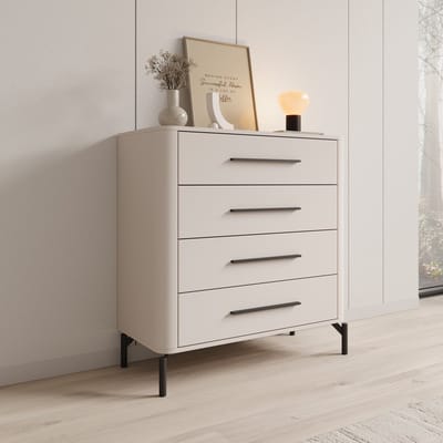 Meubella - Sorello - Ladekast met 4 lades - Beige - 90x40x94 cm