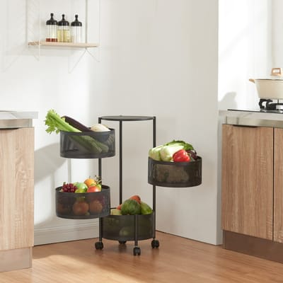 Keukentrolley Steigen met 4 manden rond staal 74,5xØ33 cm zwart