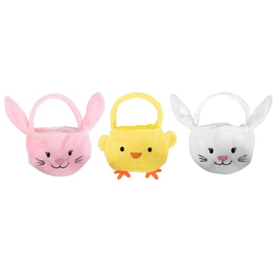 Paasmand vilt teddy| assorti paasfiguur | vilt mandje met handvat