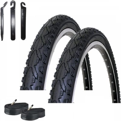 2x Fietsband 16 inch Zwart (47-305 / 16x1.75) Inclusief Binnenbanden en Bandenlichter
