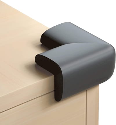 4 hoekbeschermers voor kinderen en babyproofing, tafelbeschermer - hoekkussen met sterke lijm, zwart
