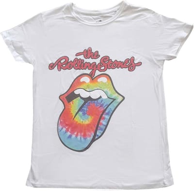 The Rolling Stones - Tie Dye Tongue Dames T-shirt - XS - Wit