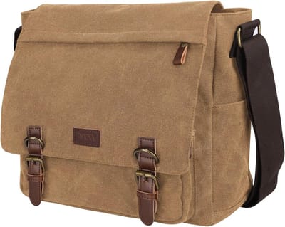 Vintage Canvas Schoudertas voor Laptop van 14-17.3 Inch - Ideaal voor Werk, School en Reizen met Meerdere Vakken