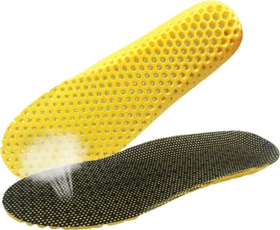 Siliconen orthopedische inlegzolen – voetverzorging bij platvoeten en fasciitis plantaris - comfortabele schokabsorberende inlegzolen voor dagelijks gebruik - Zwart en Geel - Maat 35-40