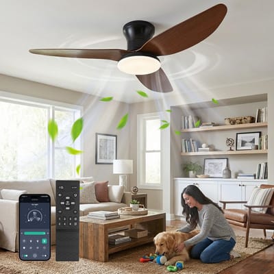 Rosnek Plafondventilator met Verlichting Hout - 100cm Stille DC Motor - LED Plafondlamp met Ventilator Dimbaar - Zomer en Winterstand - Woonkamer