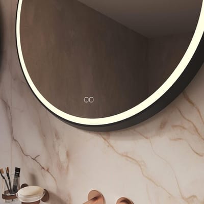 HIPP Design Phantom Ronde LED spiegel - Zwart Frame - 100 cm - Directe LED Verlichting - Spiegelverwarming - Kleurenwissel - Touch Dimmer