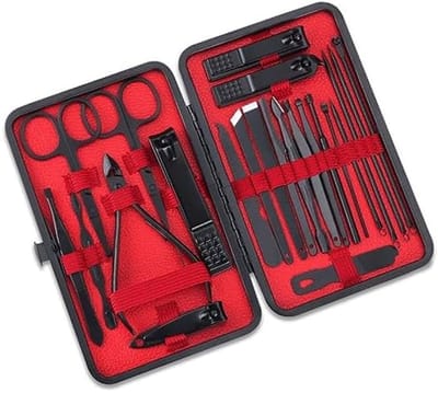 PolkaHome 23-delige Professionele Manicure en Pedicure Set - Roestvrij Staal Nagelverzorgingsset met PU Leren Etui - Ideaal voor Thuisgebruik en Reis