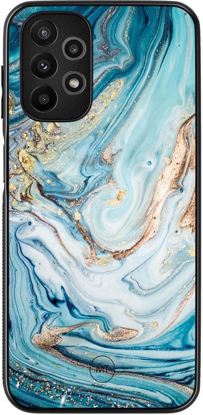Hoesje geschikt voor Samsung Galaxy A13 4G - Marmer blauw goud - TPU Hard Case Backcover - Blauw - Mooie Telefoonhoesjes