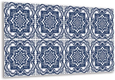 Tulup PVC Wandpaneel - Oriënteren Vinyl Wandpaneel - 100 cm x 50 cm - Blauw Zelfklevend Wandpaneel - 1 stuk - Wandpaneel Zelfklevend - Mozaïek Muurpaneel - Zelfklevend Wandpaneel - Plaktegels Keuken en Badkamer