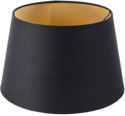 QAZQA rond schuin katoen - Moderne Lampenkap - Ø 320 mm - Zwart Goud -