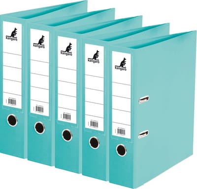 Ringband map/ordners 2 gaats A4 - 5x - turquoise - 31 x 28 x 7 cm - Documenten/papieren opbergen - Kantoorartikelen