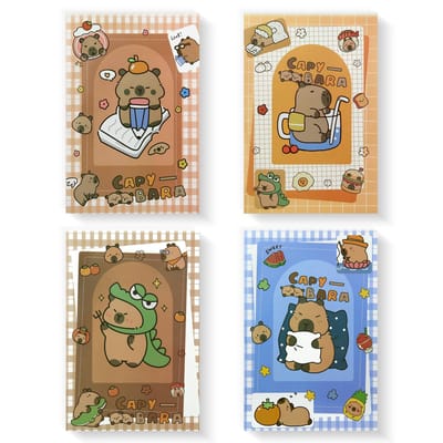 Dailygoods - Set van 4 A5 Notebooks met Schattige Capybara Designs
