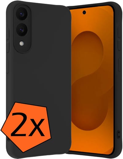 Hoes - 2 Stuks - Geschikt voor Samsung Galaxy S25 Edge - Sterk & Shockproof - Case Siliconen - Back Cover - Telefoon Hoes - Zwart