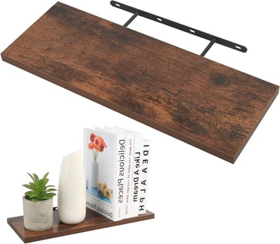Solidchoice - Wandplank van Hout 40 cm, Bruin, Drijvende Plank voor Diverse Ruimtes