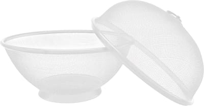 Purepeak Fruitschaal met Deksel - Fruitmand met Vliegenkap - 28 cm - Wit