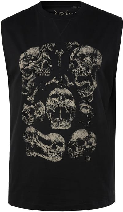 JP 1880 - Heren - Tanktop borstprint - Zwart - Maat 3XL