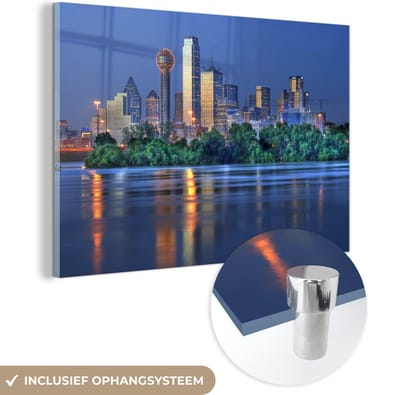 ® Glasschilderij 180x120 cm - Schilderij acrylglas - Rivier - Texas - Dallas - Foto op glas - Muurdecoratie woonkamer - Wanddecoratie slaapkamer - Schilderijen