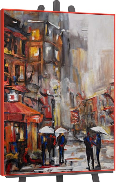 Canvas schilderij groot handgeschilderd stedelijke atmosfeer urban abstract – YS-Art Gallery – Dynamische wanddecoratie voor woonkamer – Modern schilderij voor kantoor en hal