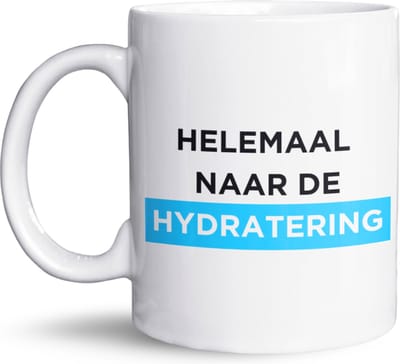 NietMokken.nl - Grappige mok met tekst - Helemaal naar de hydratering - Perfecte tas als cadeau - Keramische beker 325 ml - Beide zijden bedrukt - Vaatwasser- en magnetronbestendig - Leuk voor thuis, werk of als originele verrassing