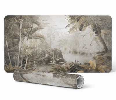 Bureauonderlegger met tropisch junglemotief voor grafisch ontwerpers en kunstenaars, 90x45 cm