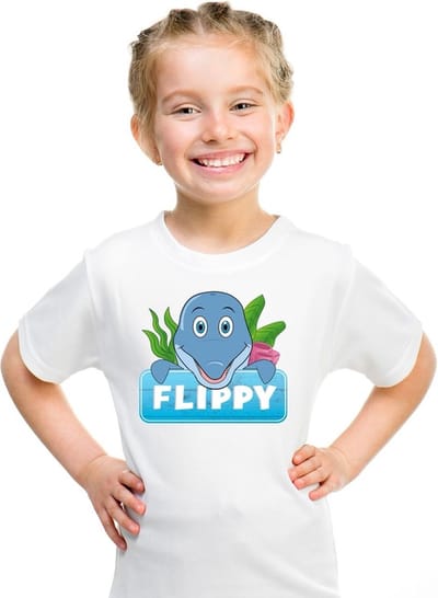 Flippy de dolfijn t-shirt wit voor kinderen - unisex - dolfijnen shirt - kinderkleding / kleding 110/116