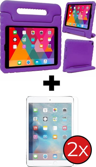 Hoesje - Geschikt voor Apple iPad Pro (2017) - 10.5 inch - Met 2x Screenprotector - Kinderhoes - Shockproof Bumper - Kidsproof Case - Tablethoes - Kinder Hoes Cover - Paars