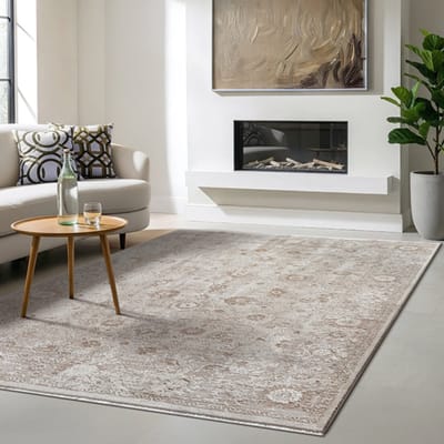 the carpet Nuvra Vloerkleed – Vintage Oosters Design – Zacht & Onderhoudsvriendelijk – Beige – 120 x 160 cm