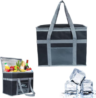 Vouwbare Koeltas 41 x 26 x 33 cm - Grote Isolatie Mand - Koelmand Thermische Tas Picknicktas Waterdicht Lichtgrijs