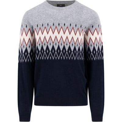 Fynch-Hatton Trui Jacquard Merino Kasjmier Navy-Multi / male