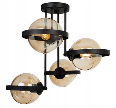 Ring Hanglamp Glas Zwart Goud Chroom E27 4 lichtpunten
