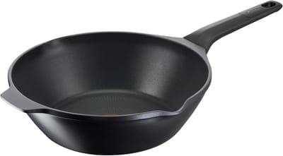 Gegoten Aluminium Wok - Roerbakpan - Gezond Koken - Titanium Versterkte Coating - 28 cm - Zwart