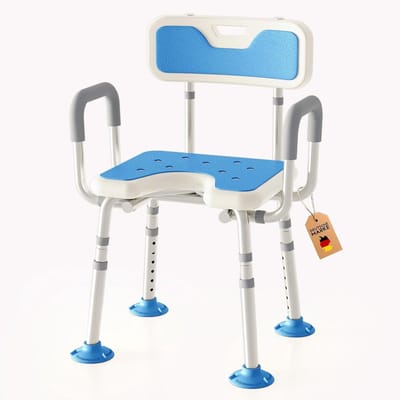 Douchestoel met Antislip - Toiletstoel - Badkamerstoel met Rugleuning & Armsteun - Opvouwbaar