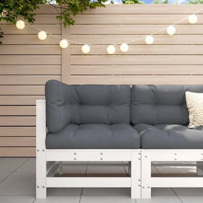 Hoekbank Hout - Buitenbank Lounge - Ontspannen Zitten - Massief Grenenhout - L-vormig - Wit