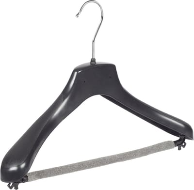 De Kledinghanger Gigant - Mantelhanger - Kostuumhanger - Jassenhanger - Kinderen - HZ36 - 50 Stuks - Kunststof - Zwart - Gebogen Model - Schouderverbreding 4,8 cm - Broeklat met Schuim - 36 cm - Kinderhanger - Kledinghanger - Kleerhanger - HZ-Serie