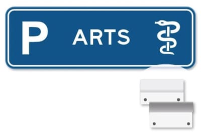 Parkeerbord Arts - blauw - Weerbestendig Aluminium - 40x15 cm - Bevestiging: Met muur-/ wandmontage beugels