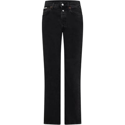 Replay Damesjeans van katoenen denim met dubbele knoopsluiting en recht model (Zwart)