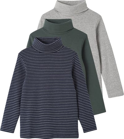 Vertbaudet Set van 3 T-shirts met rolkraag jongens