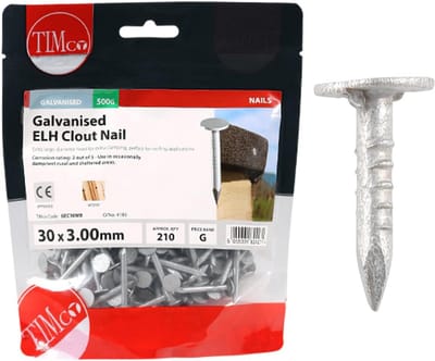 Gegalvaniseerde Clout Nagels - Daknagels Spijkers - Dakvilt Monteren - Extra Grote Kop - 30 x 3.00 mm - Zilver