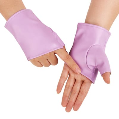 Gants en Cuir PU Demi-Doigt pour Femme Danse Club de Nuit Pole Dance Danse de Rue Performance Gants de Performance Danse Étoile One Size pink