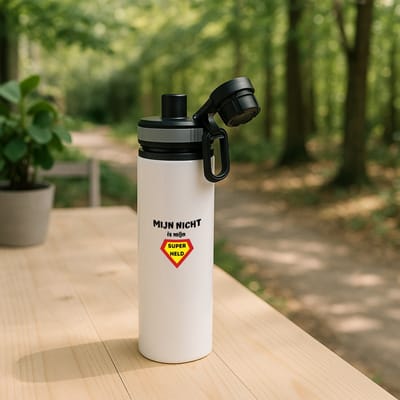 Hacebo® - mijn nicht is mijn superheld waterfles met draaidop grijs - Nicht - super nicht - verjaardag - cadeautje voor nicht - nicht artikelen - kado - geschenk - water fles - 850ML
